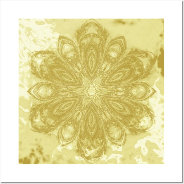 Gold lace textured mandala Wall Art by hereswendy